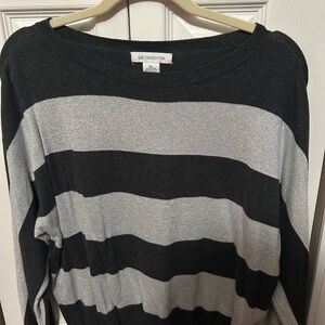 Liz Claiborne Black and Silver Striped Sweater